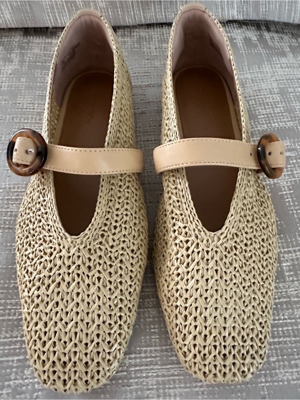 Nordstrom Raffia Mary Jane Flats with Tortoiseshell Buttons